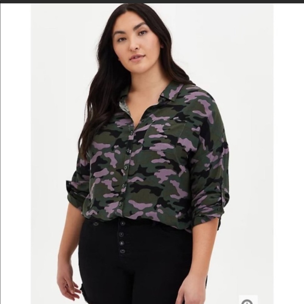 Torrid Size 5 Camo Drop Shoulder Blouse